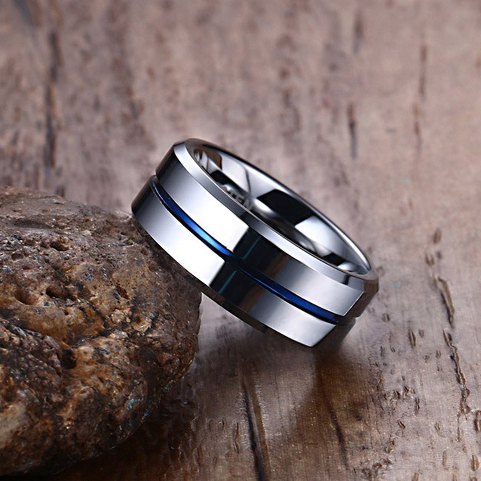 TR Mens Rings Mens Tungsten Carbide Groove Wedding Band