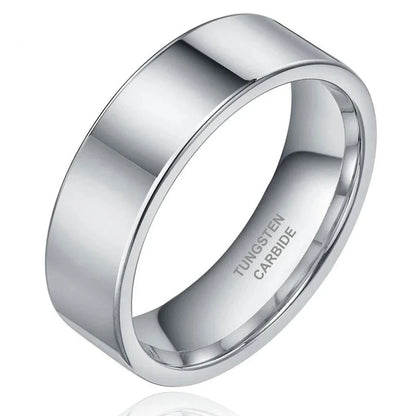 Tungsten Ring 8mm Flat Band TR Mens Rings 