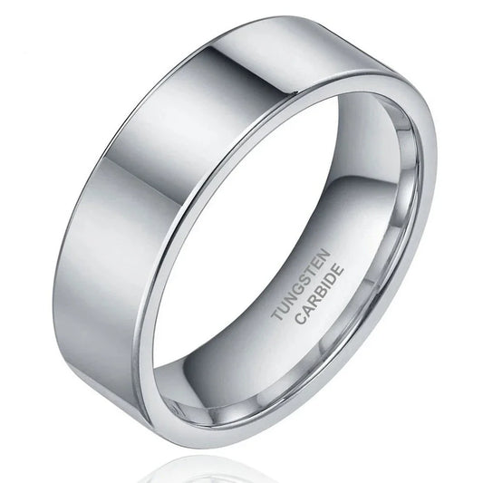 Tungsten Ring 8mm Flat Band TR Mens Rings 