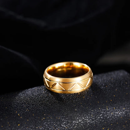 Mens Gold ring with geometric design TR MENS RINGS