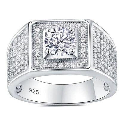 Theia Moissanite Ring for Men Sterling Silver