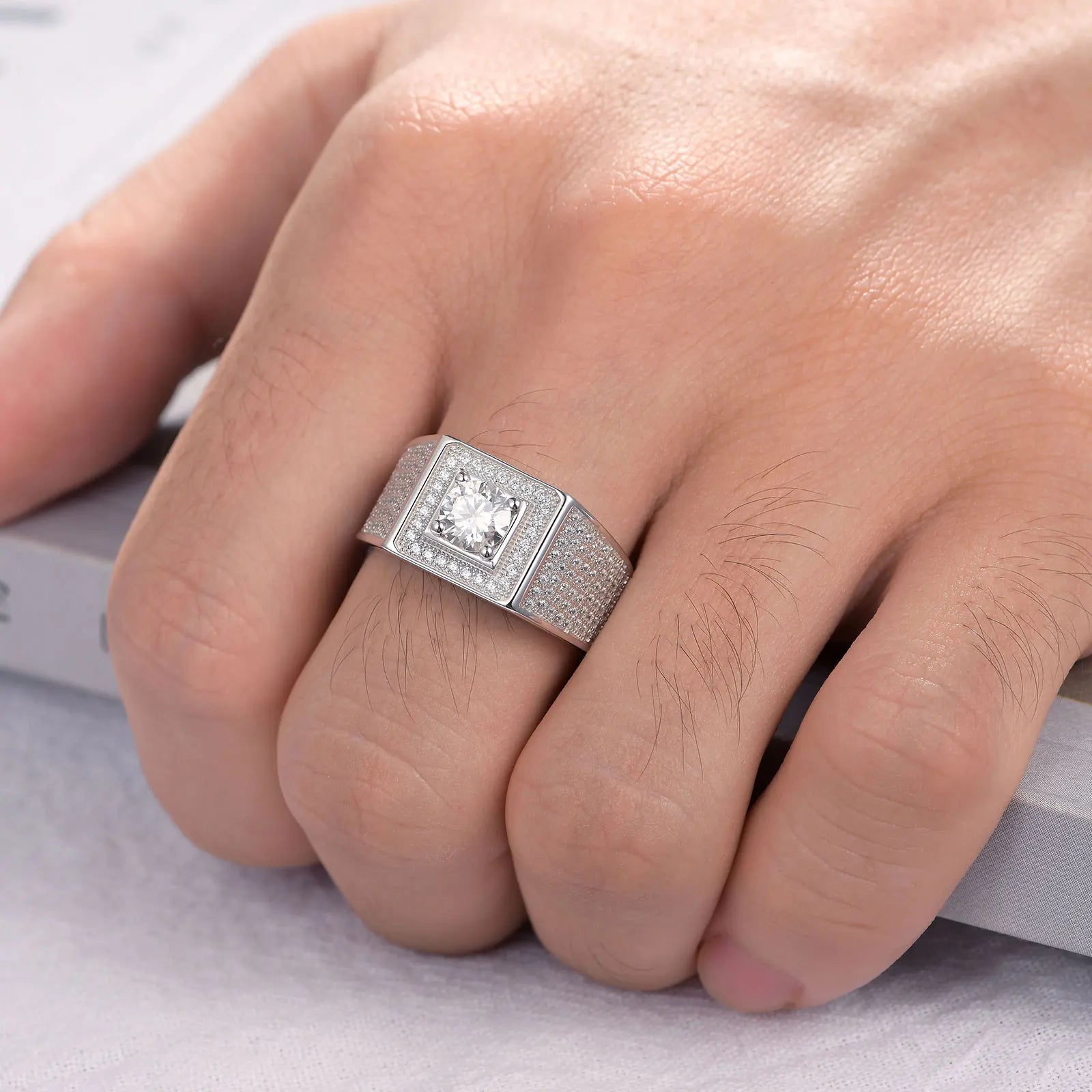TR Mens Rings mens moissanite ring