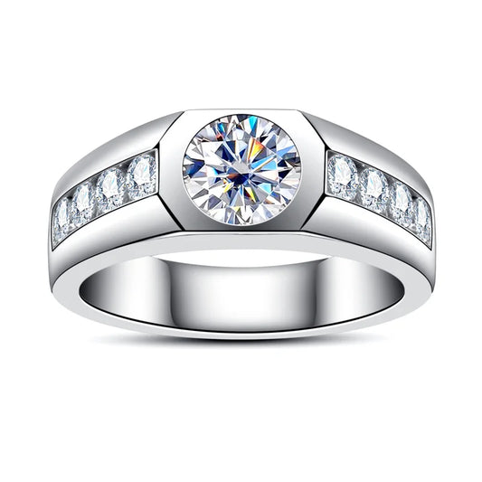 Brizo 1ct Mens Moissanite Ring Sterling Silver Gold Plated Australia