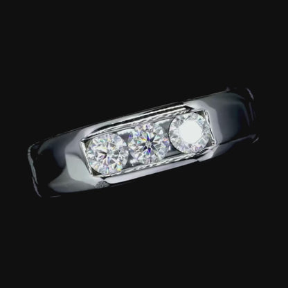 Valencia 0.6cttw Mens Moissanite Ring Sterling Silver Gold Plated
