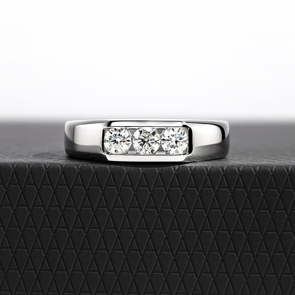 Valencia 0.6cttw Mens Moissanite Ring Sterling Silver Gold Plated